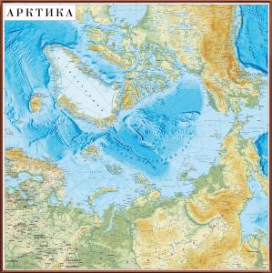 Рельефная общегеографическая карта Арктики 3D рельеф