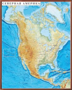 Рельефная общегеографическая карта Северная Америка 3D рельеф
