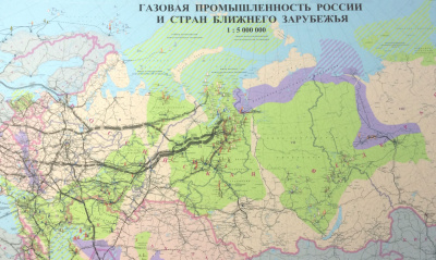 Настенная карта Газовая промышленность России и стран ближнего зарубежья (ink44024)
