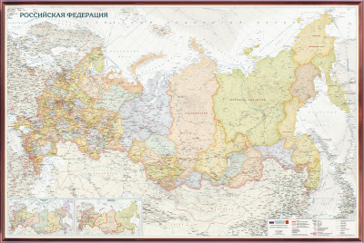 Рельефная политико-административная карта "Россия и сопредельные государства в Европейском стиле" 3D рельеф (2,0 х 1,35)